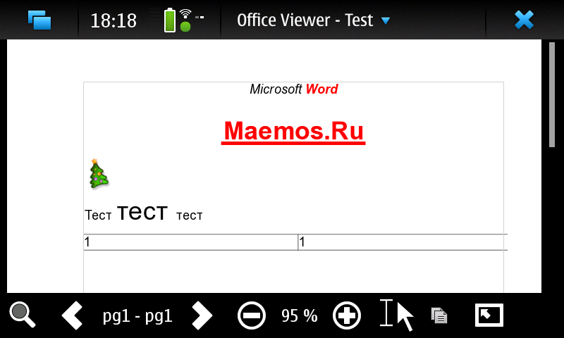 Freoffice для N900 - KOffice Office Viewer для Maemo5