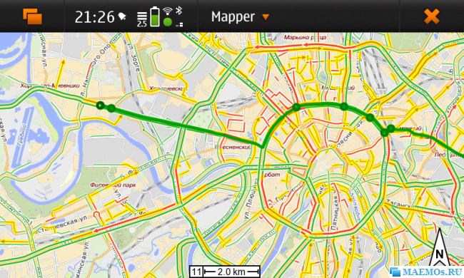 Maemo Mapper - прокладка маршрутов с учетом пробок для Nokia N900 MeeGo