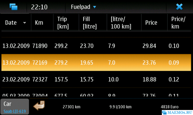 Fuelpad - утилита для дальнобойщиков на Nokia N900:)