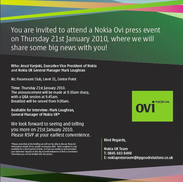 Ovi Store 2.0? - пресс-конференция Nokia Ovi в этот четверг