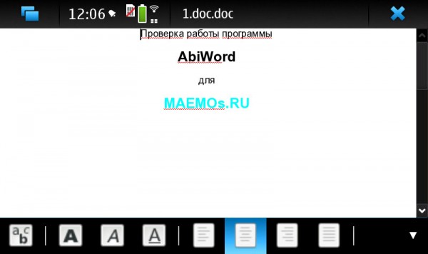AbiWord на N900 - Word для Maemo OS