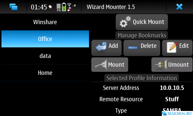 Wizard Mounter - монтируем сетевые папки на Nokia N900